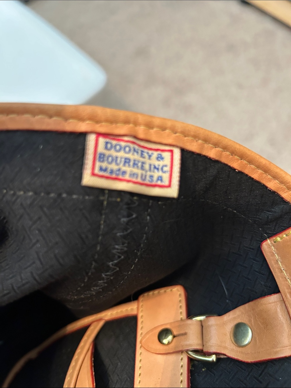 Dooney & Bourke cabriolet black canvas bag with Tan Leather Trim and Gold - Picture 3 of 9